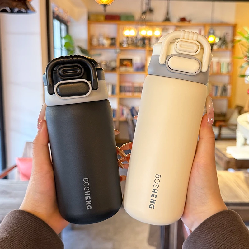 简约保温杯儿童6-12岁上学用吸管杯女生高颜值2025新款学生水杯子