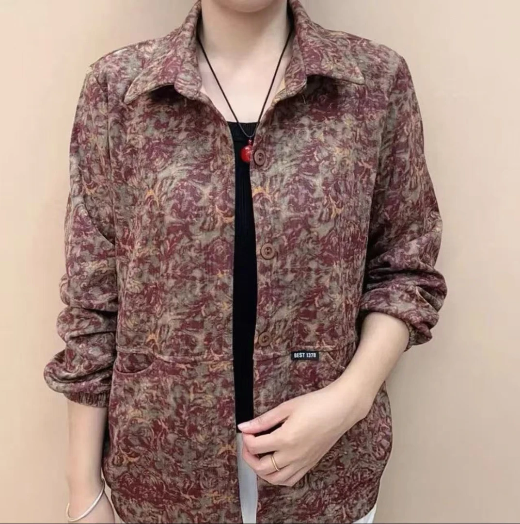 时尚外套复古碎花长袖洋气秋装女装春装休闲夹克衫气质