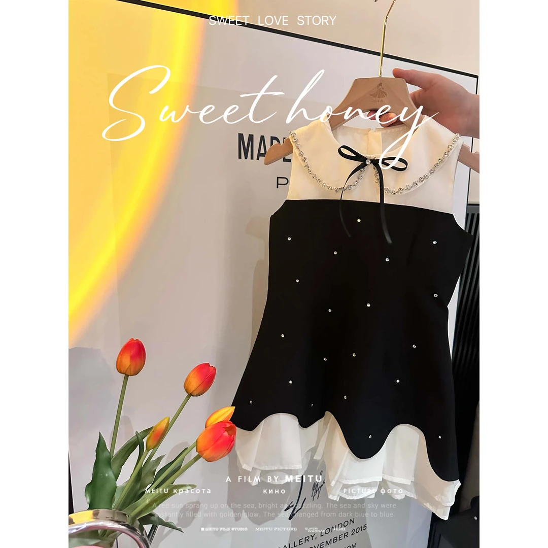 MOANA 【现货】气质带钻花边无袖连衣裙女宝汉服PF24052001