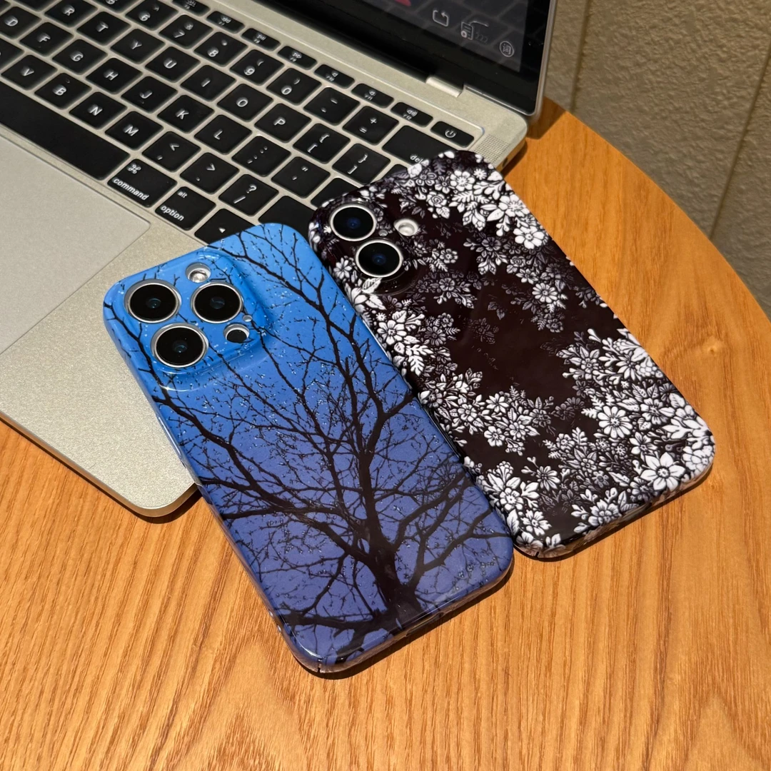 飞虎胜高级艺术花朵枯木适用iphone16菲林手机壳华为oppo小米vivo