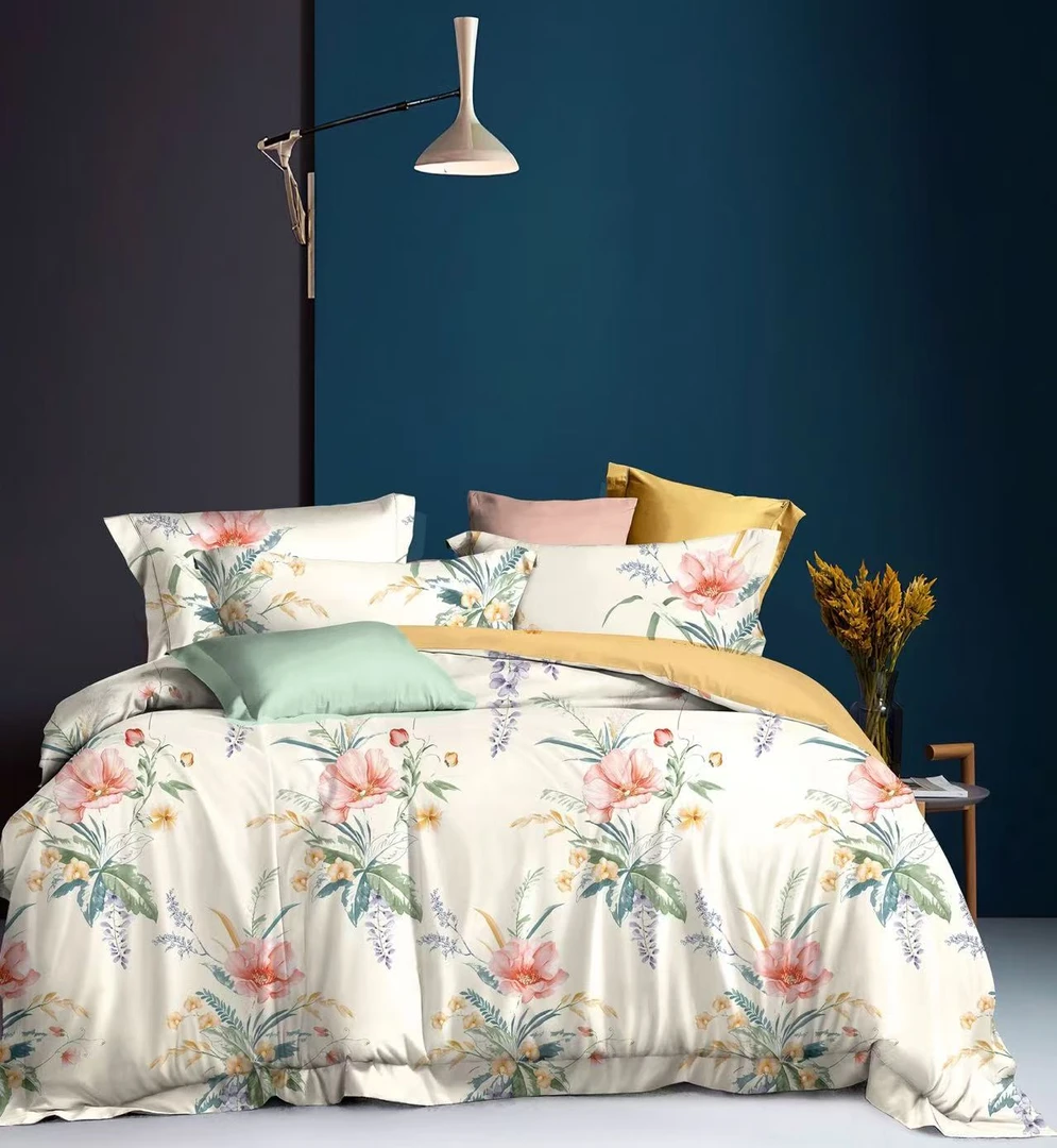 冰丝三件套【爱丽花园】床单尺寸2.3*2.3+48*74枕套一对夏季凉感丝