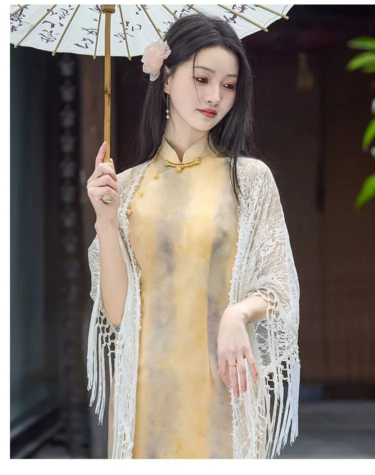 中国风披肩显瘦民族风成人夏季披肩古装日常仙女大袖中式白色仙气