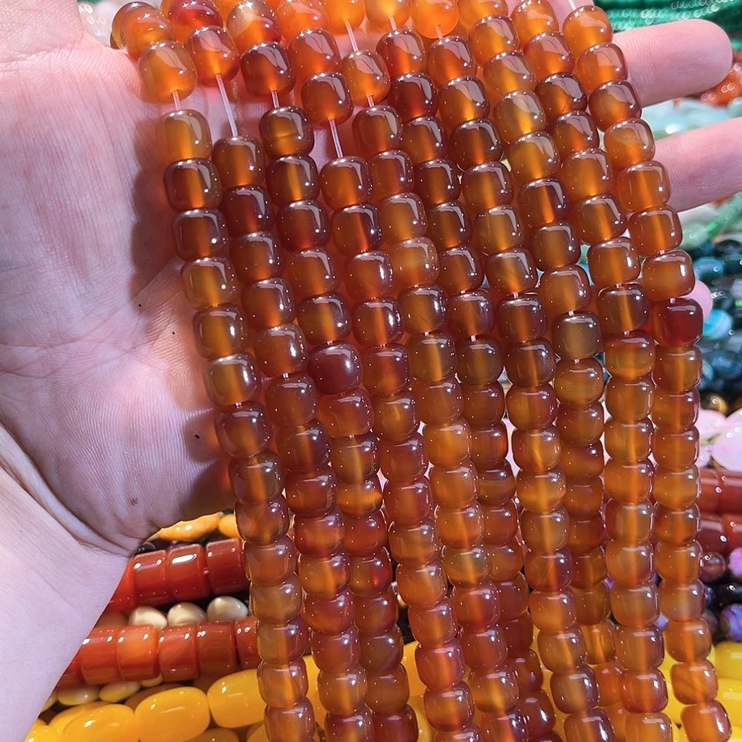 玛瑙/玉髓合金珠宝半成品荔枝冻红玛瑙一条11mm