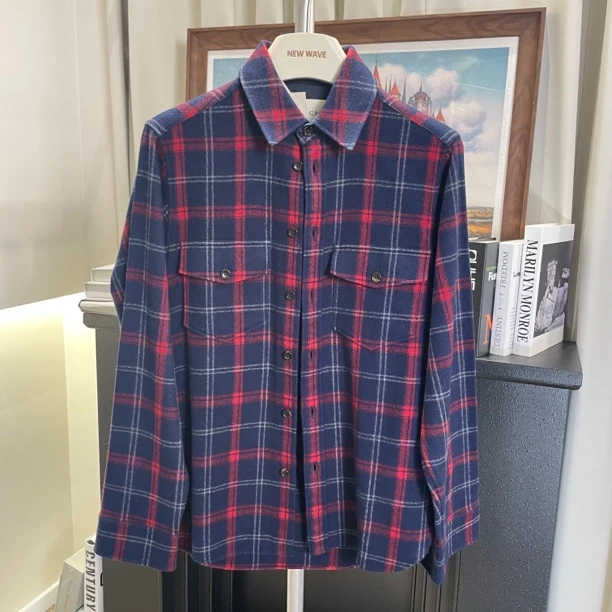 99新 GUCCI/古驰 GU03403 格纹背后字母logo虎头衬衫37码原价8900