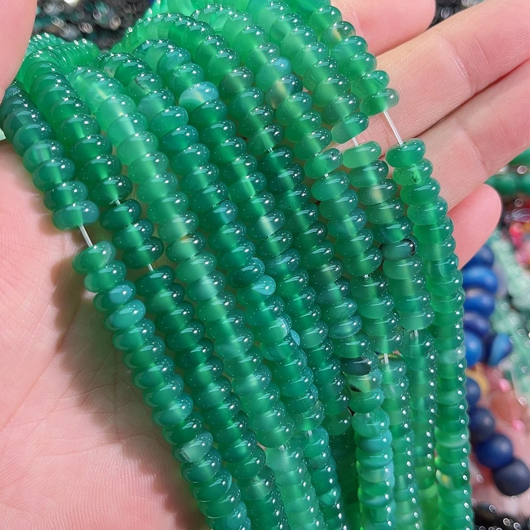 玛瑙/玉髓未镶嵌珠宝半成品绿玛瑙算盘一条8mm