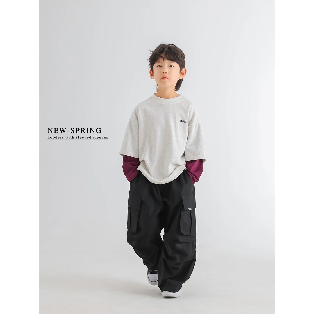 in 爱：mp25春季男童潮牌帅气卫衣韩版儿童洋气假两件卫衣5068