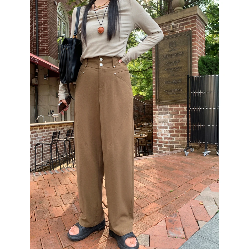 QC李潇洒微胖大码直筒阔腿休闲裤女高腰裤遮胯镰裤XS408Z87