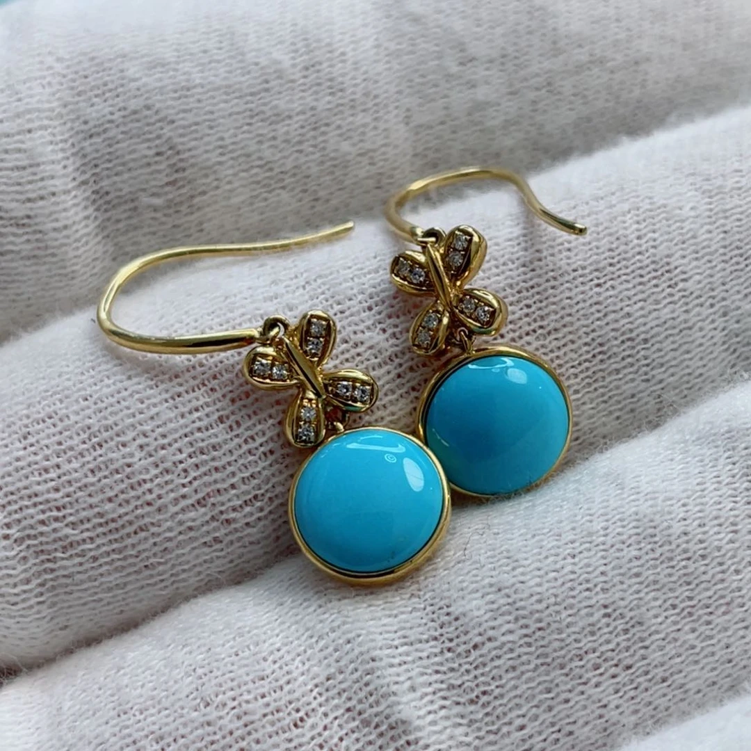 绿松石珠宝奇石18K金镶嵌飘*