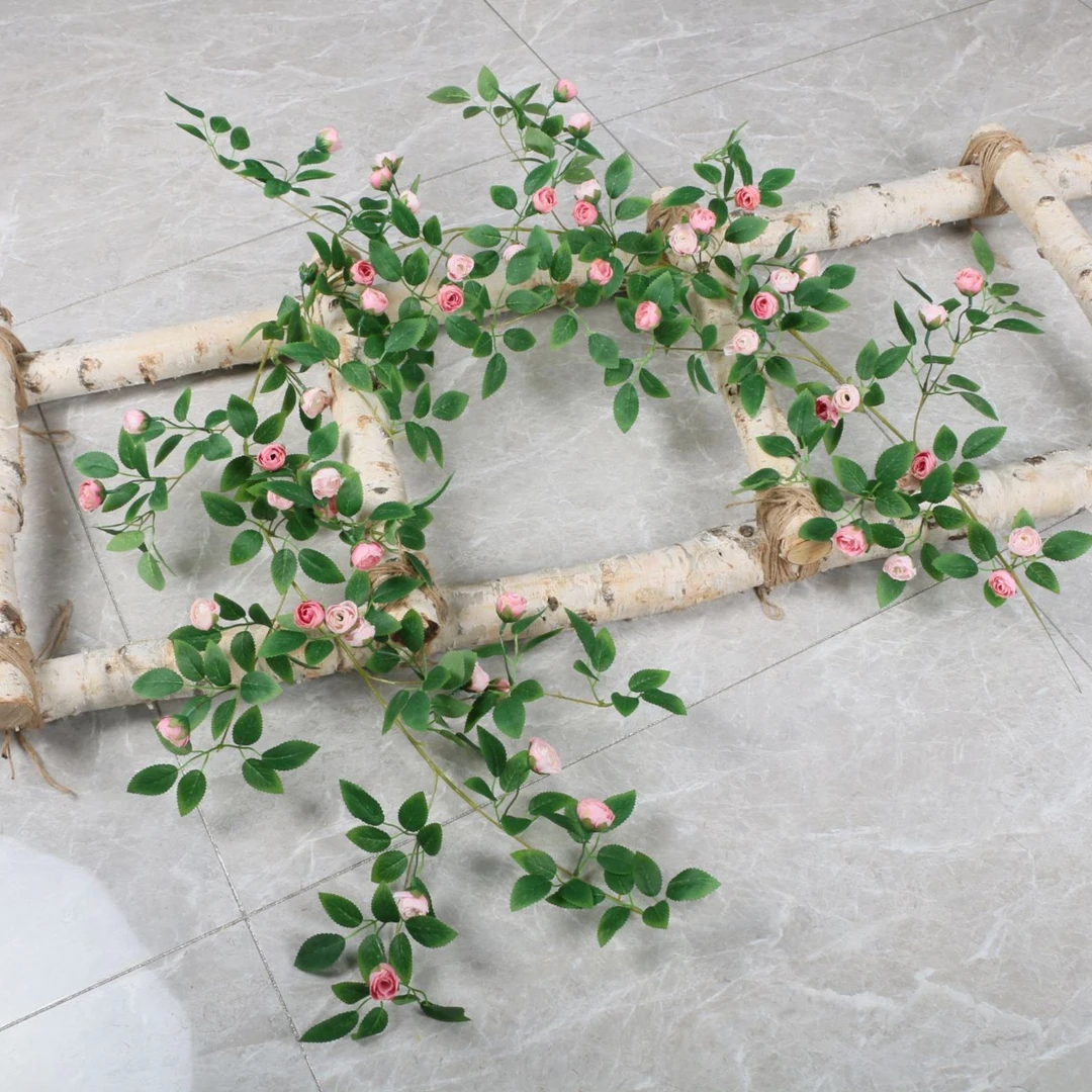 维多利亚玫瑰花藤1.8米仿真花假花藤条空调管道装饰遮挡客厅墙面