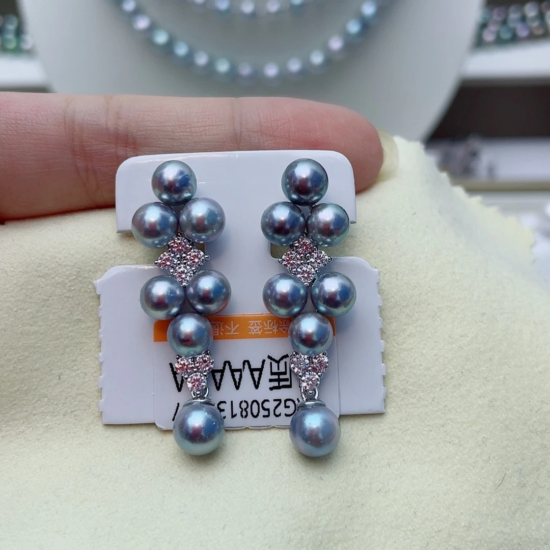 银S925镶嵌耳饰海水珍珠w47