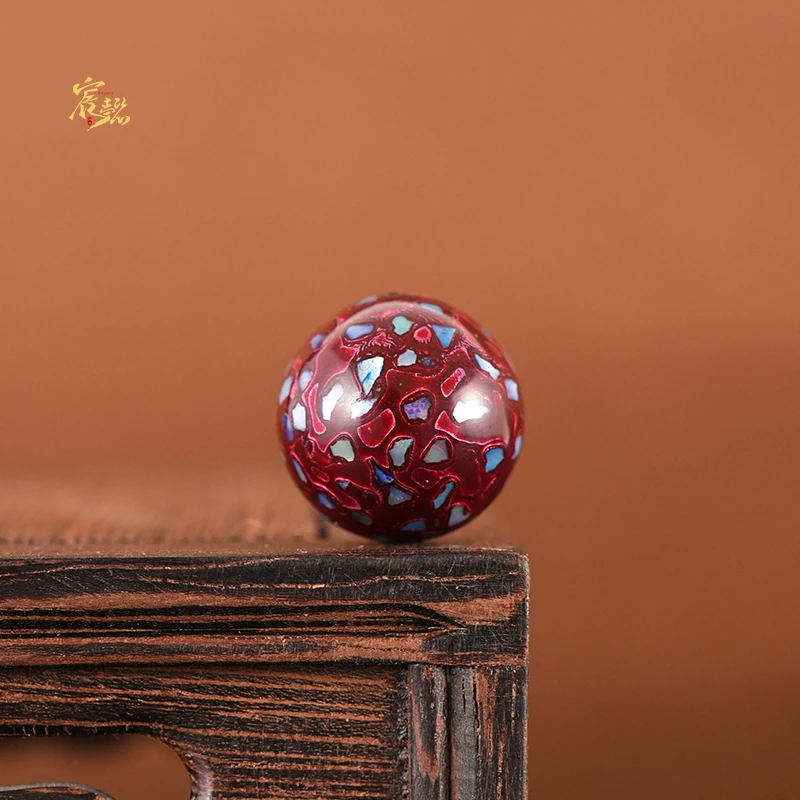 （小水专属）宸懿大漆极光红犀皮满螺钿镶嵌2.0cm单珠