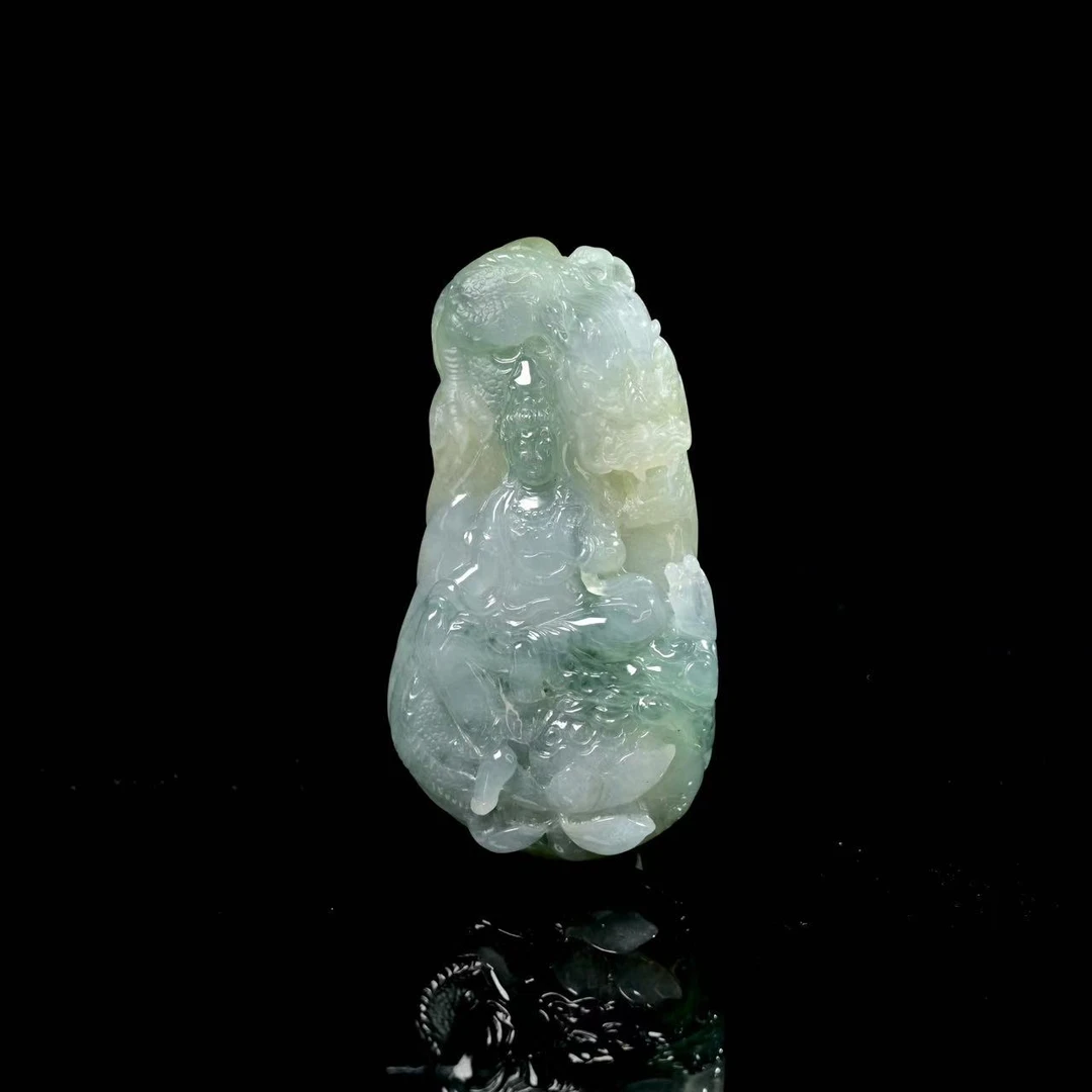 天然缅甸翡翠A货乘龙观音/ZHX25643/拍卖