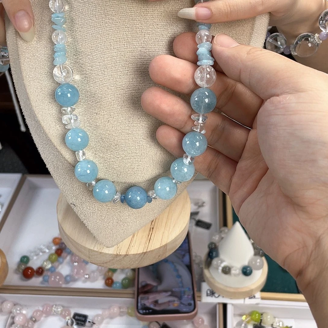 水晶手链银S925镀金镶嵌