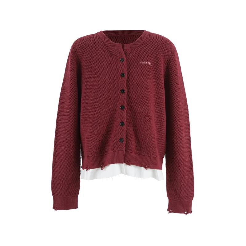 YOEYYOU 设计师品牌25早春新品拼接基础款毛衫外套时尚简约百搭女