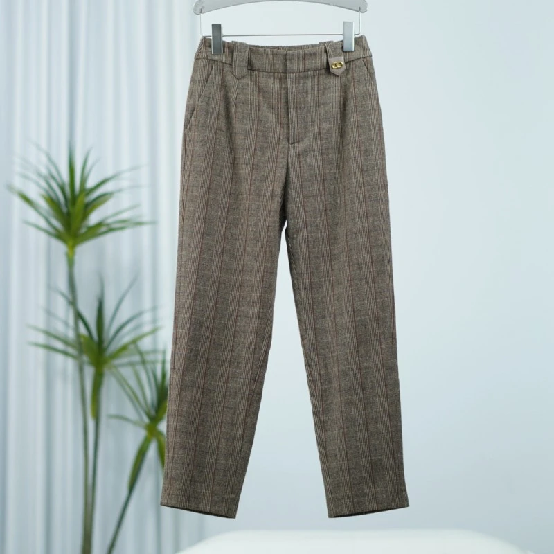 秋S系列  F326  女装时尚撤柜呢子长裤咖色