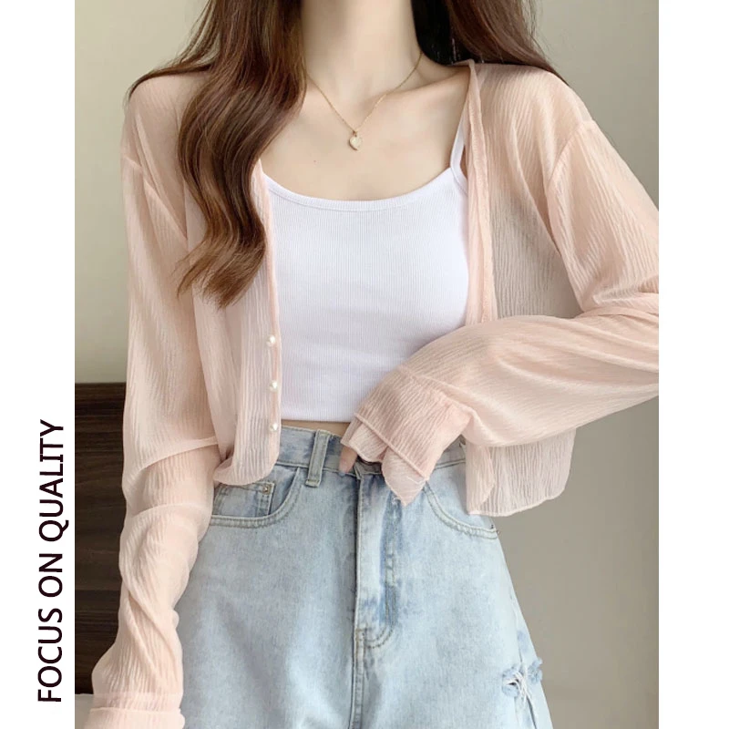 冰丝雪纺衣开衫女夏季2025新款薄款披肩外搭空调外套短款上衣