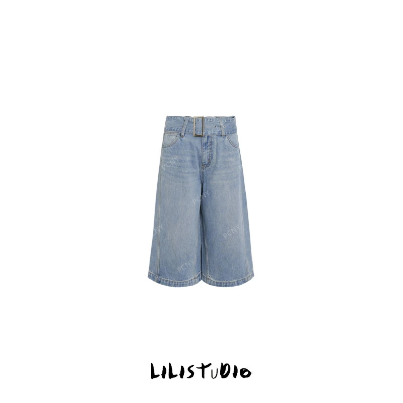 PCNY「秩序失格」不理理夏季新款小众女装宽松阔腿显瘦七分牛仔裤