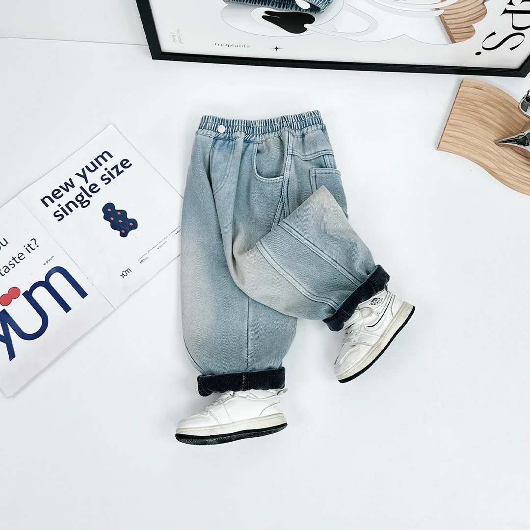 男童牛仔裤加绒裤子儿童2025新款秋冬装潮 D-LL808 悠悠童话童装