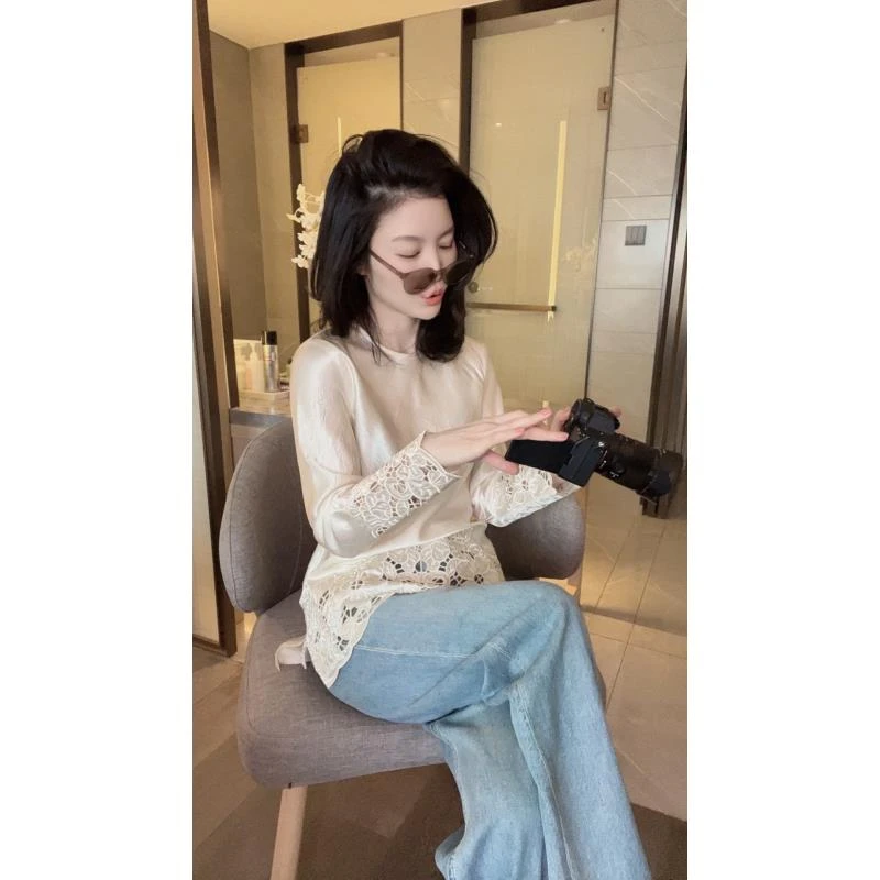 【悦悦专属】新中式国风下摆镂空显瘦衬衣Y31