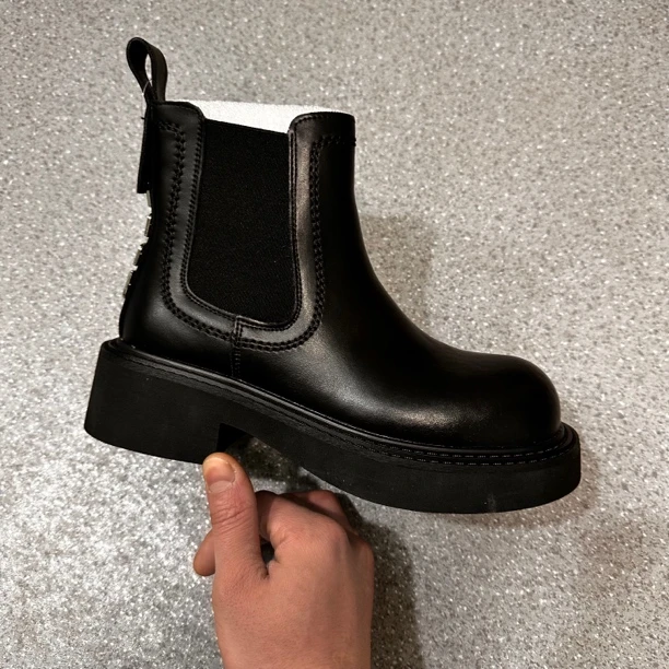 厚底圆头中筒百搭烟管女靴012