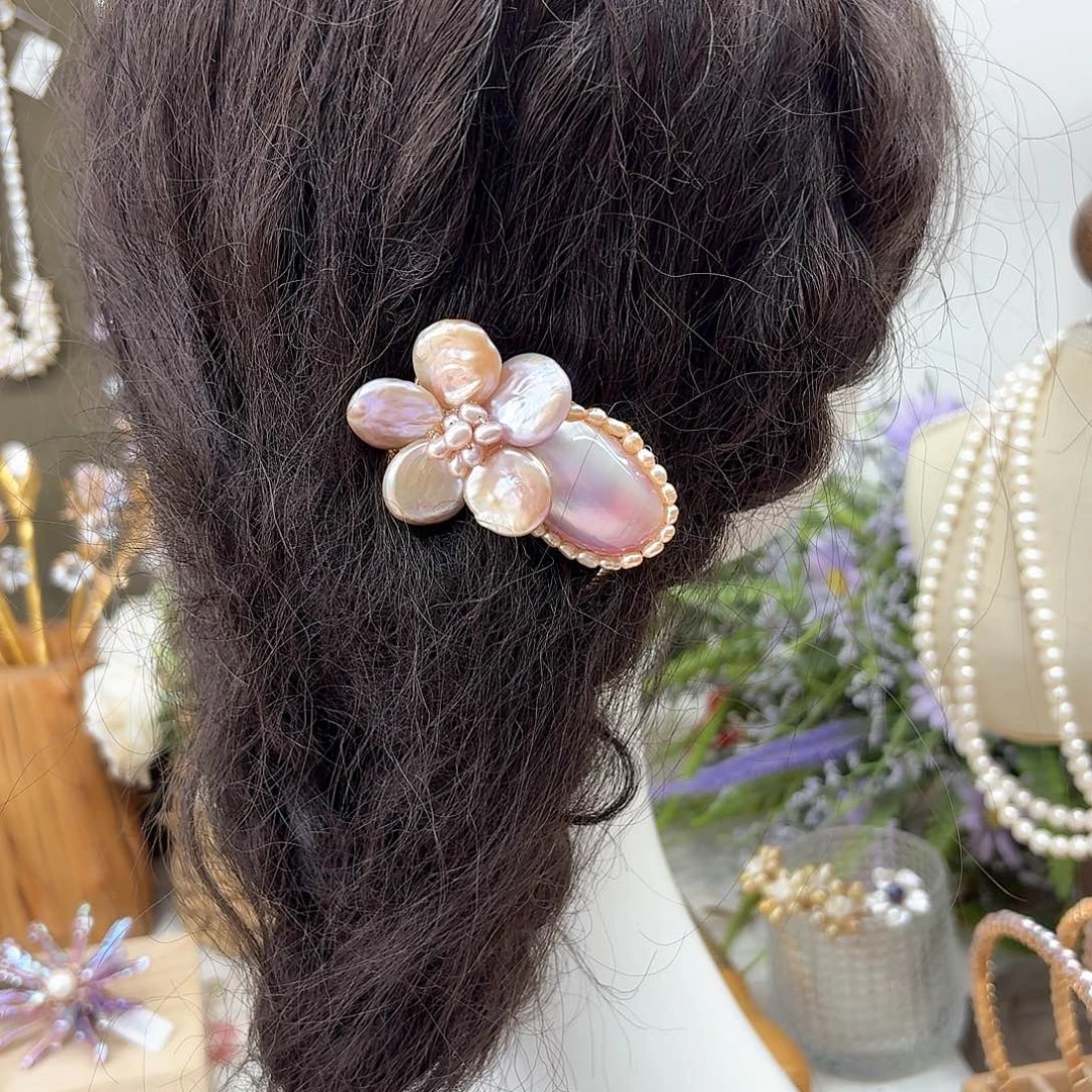 银S925镶嵌淡水珍珠发饰?***?