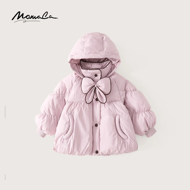 MOMOCO冬季新款女童甜美蝴蝶结羽绒服保暖时尚外套75830102046