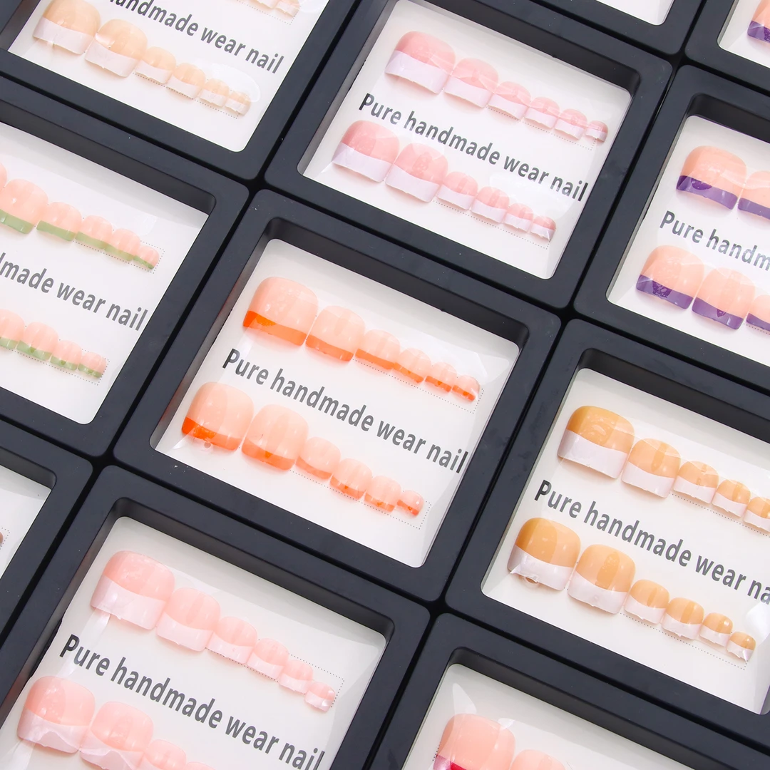 纯手工轻奢简约法式足部穿戴甲定制高级感美甲贴片