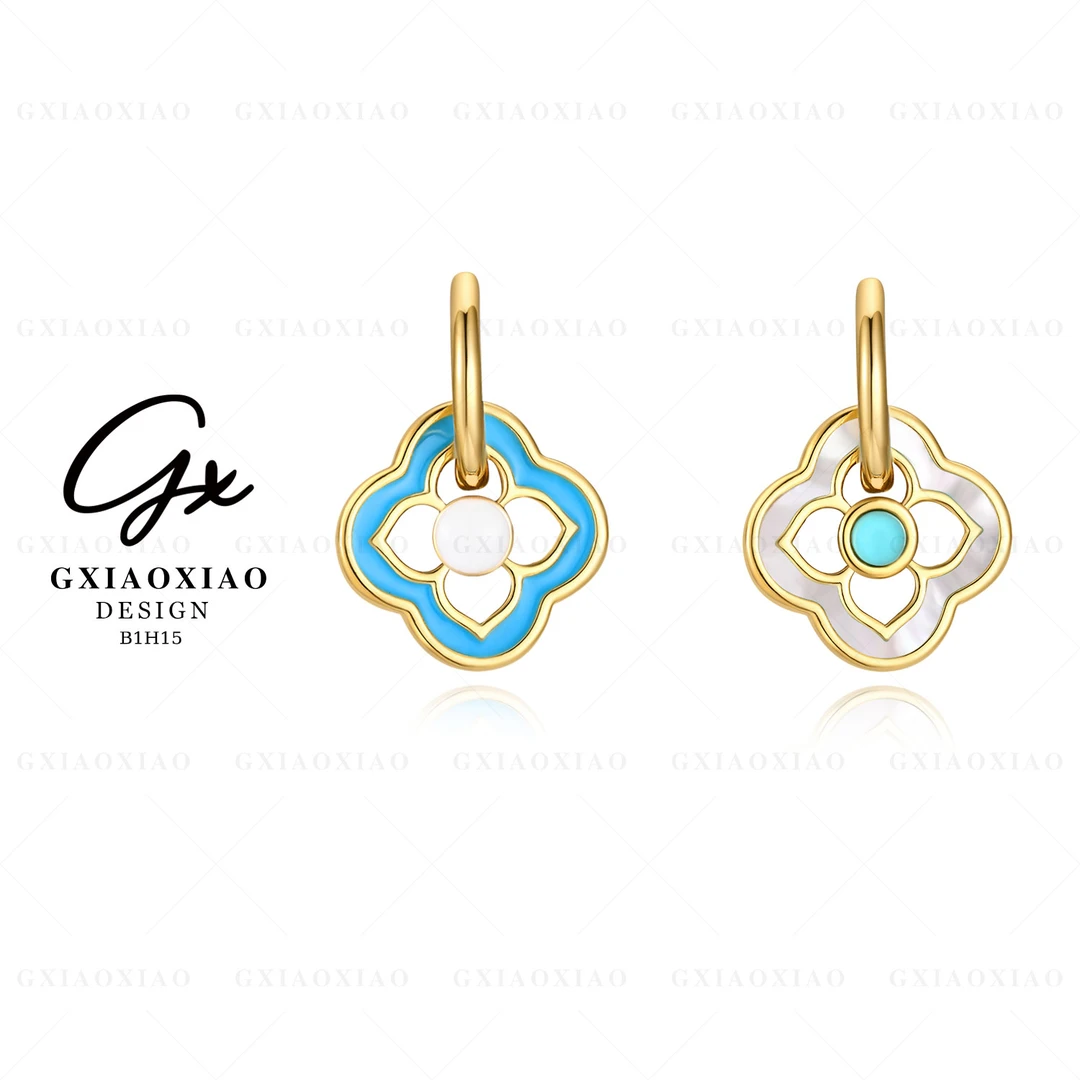 铜合金珐琅耳饰 GXX 【朝雾】气质轻奢百搭新中式双面耳环 B1H15