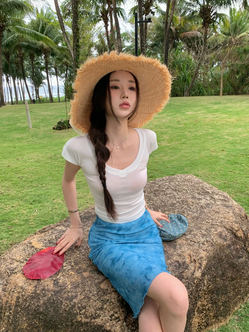 不冷BULENG神仙小T天丝羊毛纯欲薄感多色U领修身显瘦T恤上衣春游