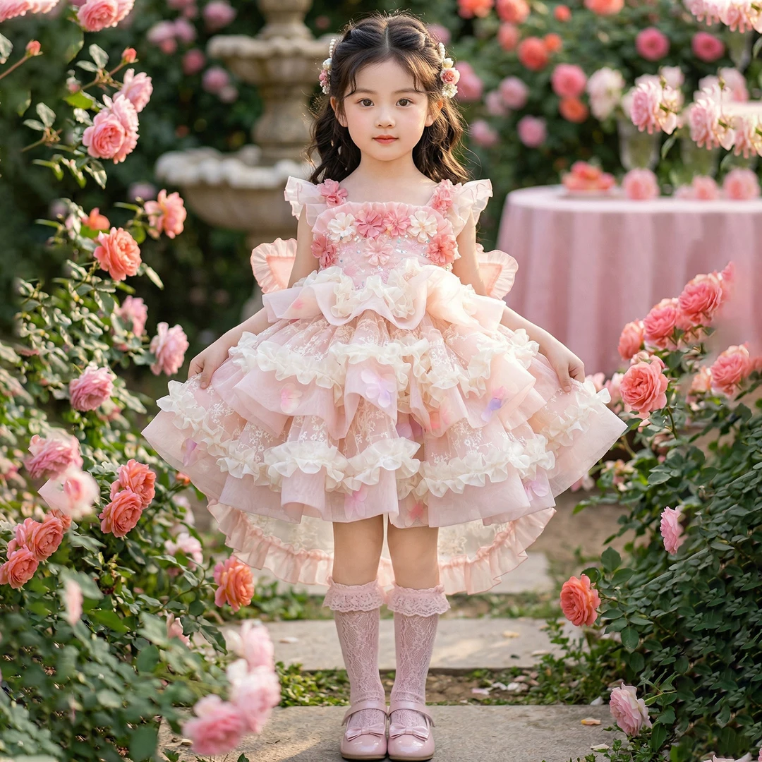 .花神.女童夏季洛丽塔公主蓬蓬裙新款生日礼服连衣裙96