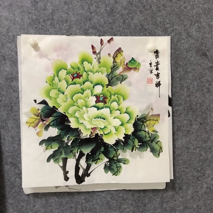 国画牡丹50厘米斗方