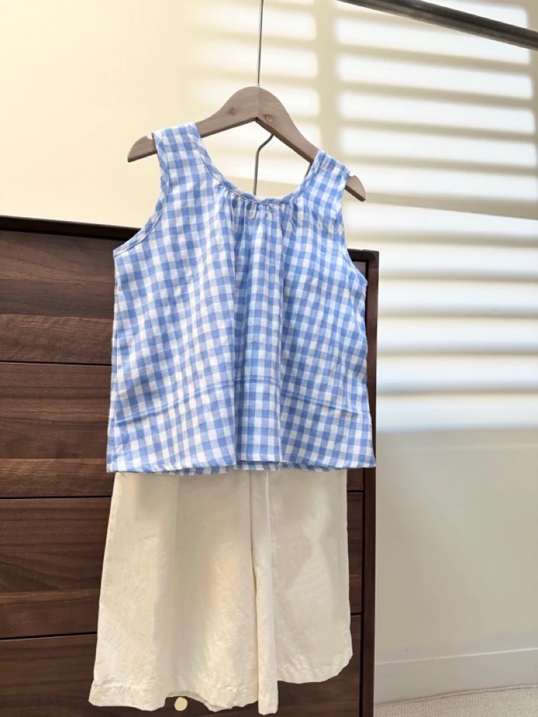 女童衬衫2025夏季新款儿童无袖背心上衣女宝宝休闲阔腿裤洋气童装