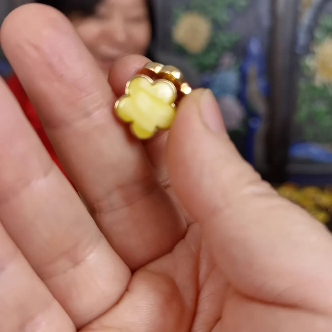 琥珀耳饰银S925镀金镶嵌?****开