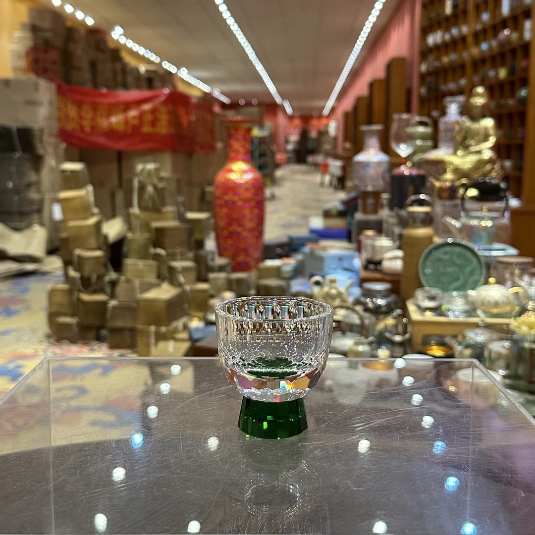 【闪购商品】绿底高足水晶主人杯茶杯RT303-W