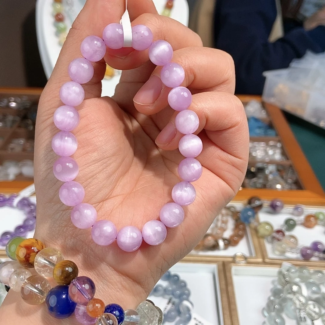 水晶手串未镶嵌小***麻满眼紫锂辉9加