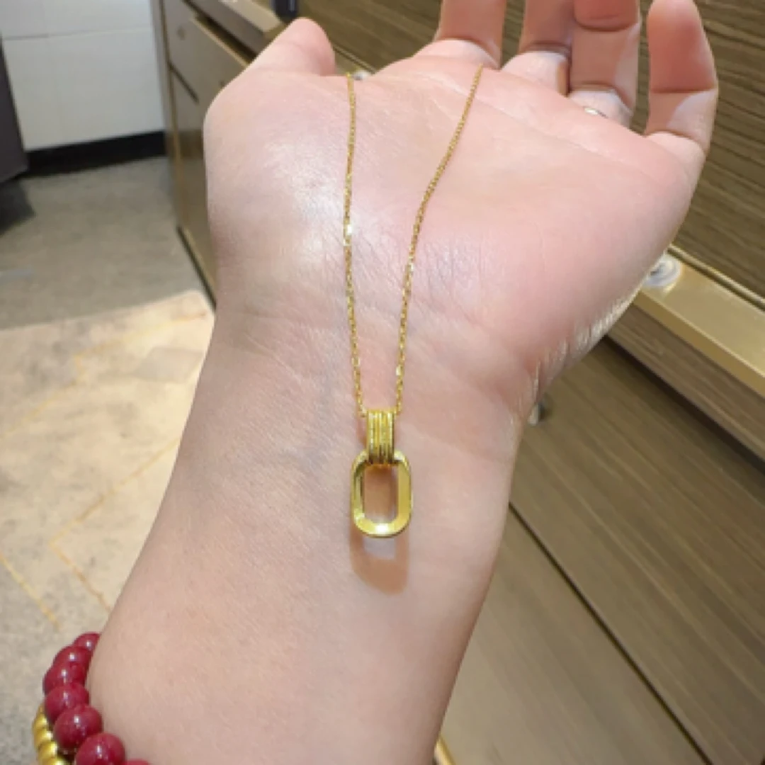 足金双环吊坠 轻奢时尚百搭简约