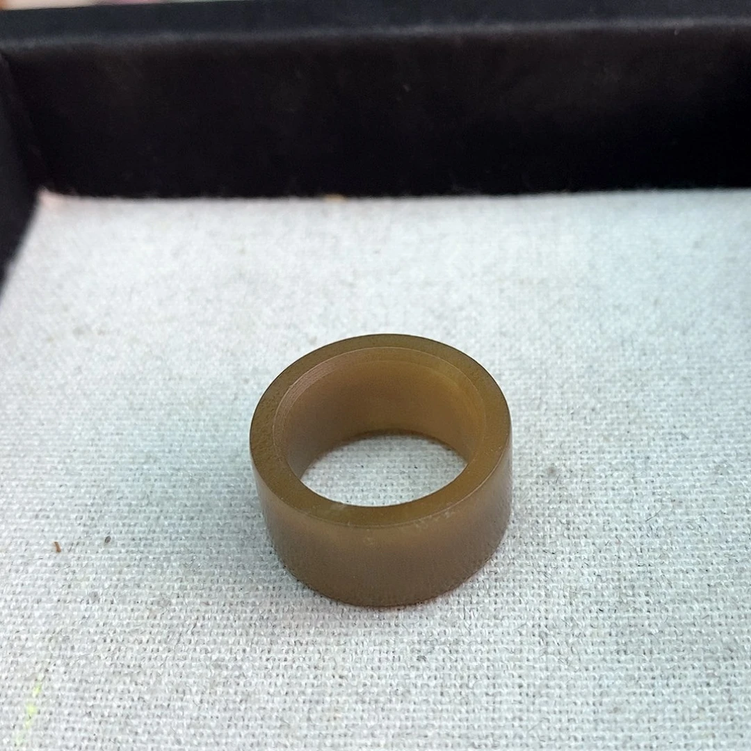 和田玉戒指未镶嵌16码红糖直切