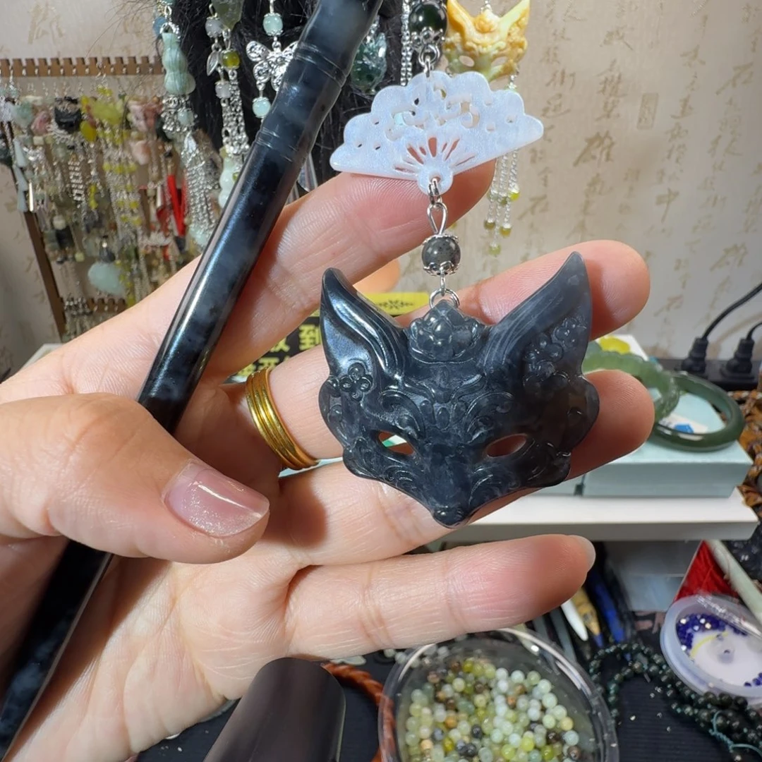 未镶嵌岫玉发饰福利款两个包邮