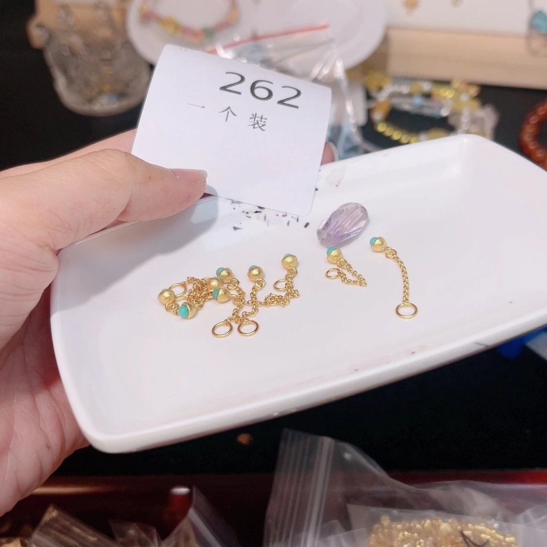 紫晶珠宝半成品银S925镀金镶嵌262