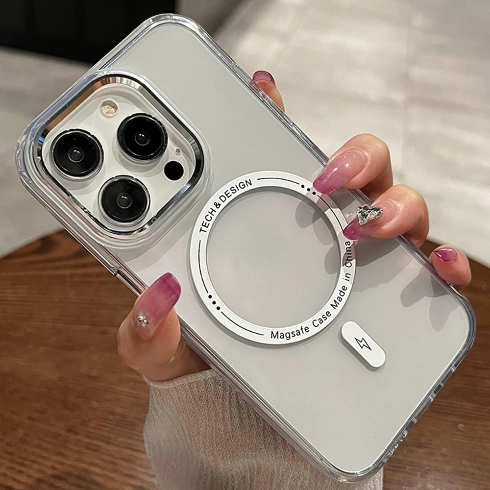 新款透明磁吸壳适用苹果16promax手机壳简约手机小众壳15防摔男女
