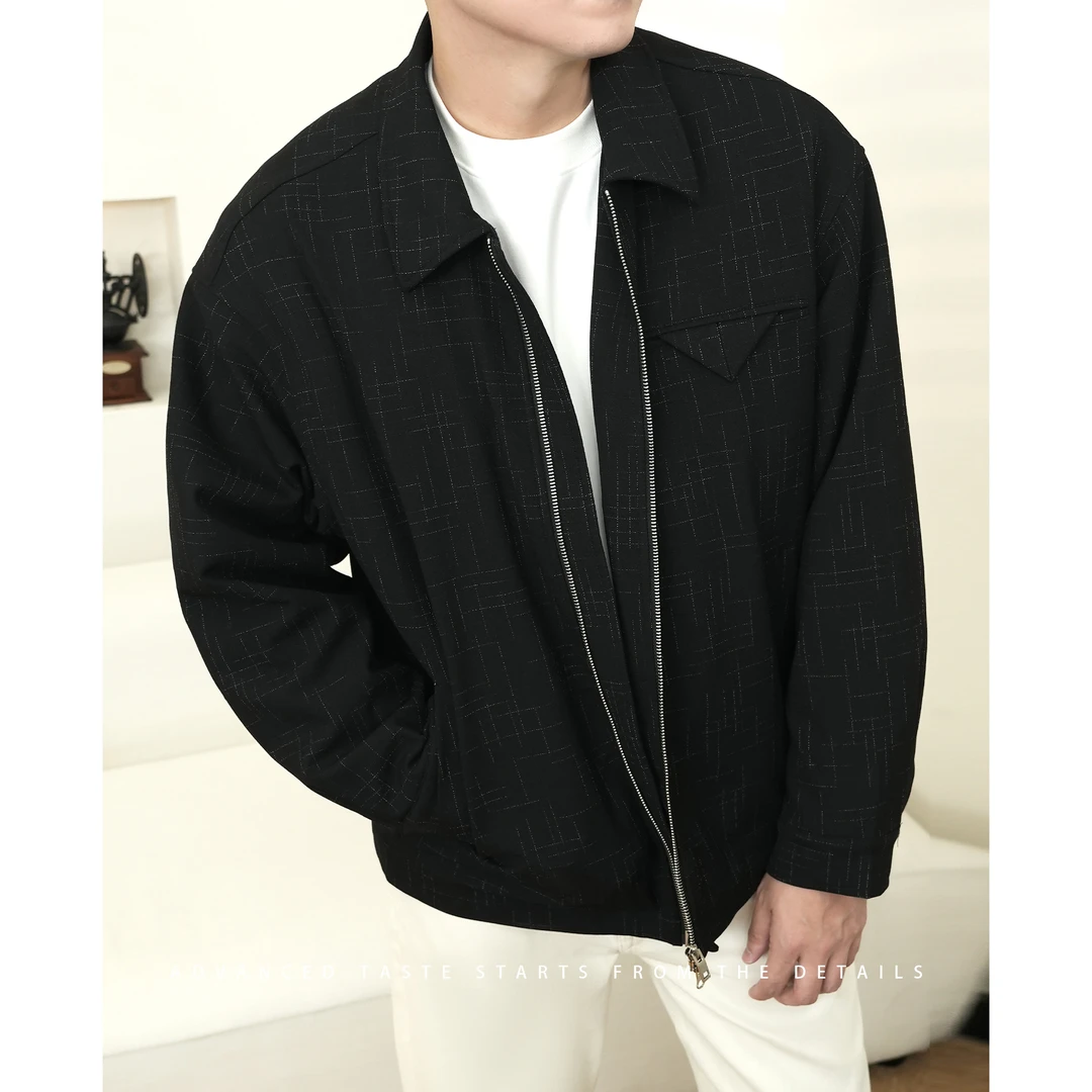 【大头叔叔】春季高级设计感三角提花格子拉链夹克外套 DDW2902