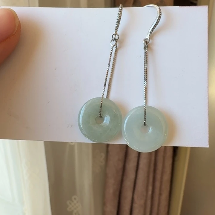 翡翠银S925镀金镶嵌耳饰耳饰