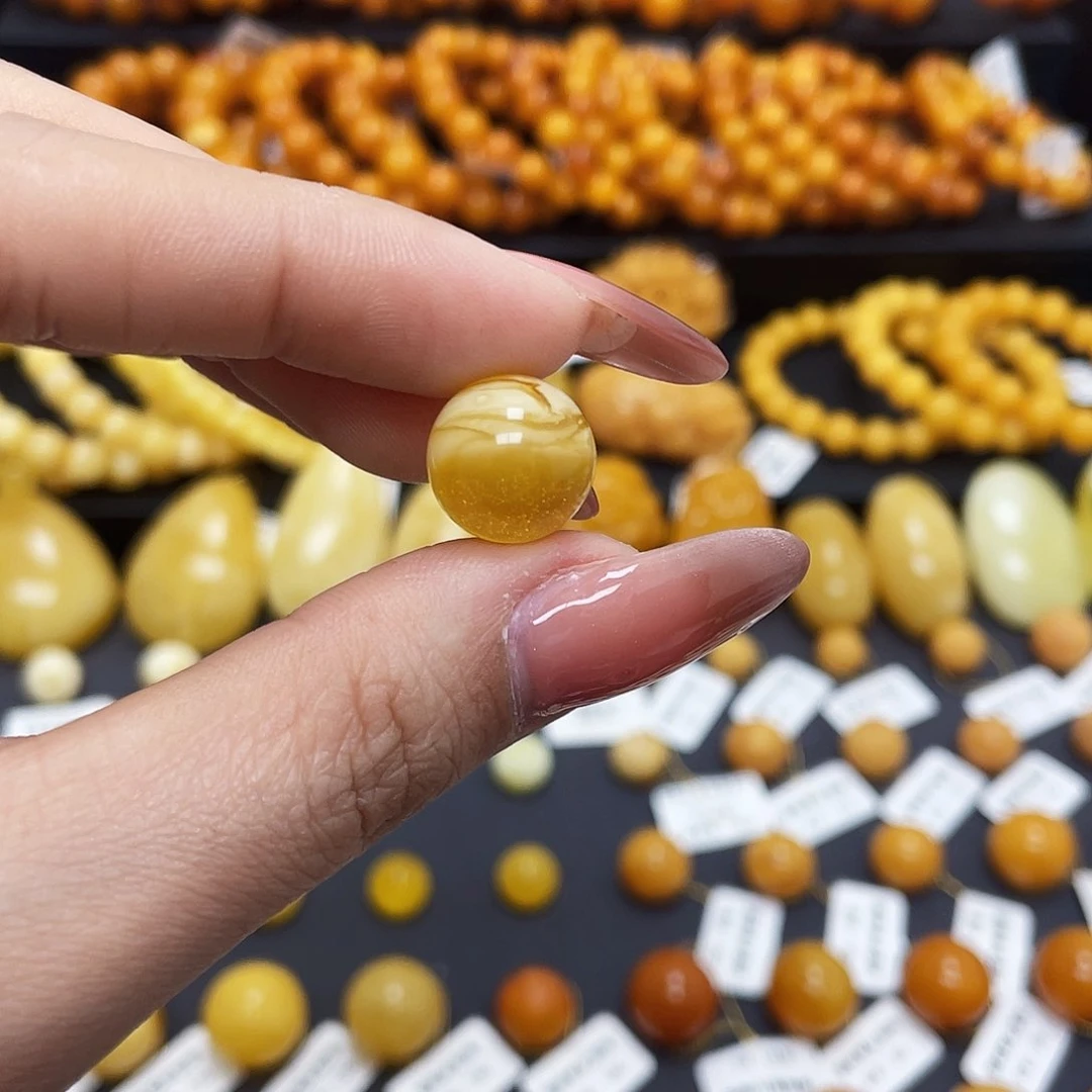 蜜蜡珠宝奇石未镶嵌13.3mm圆珠福利款