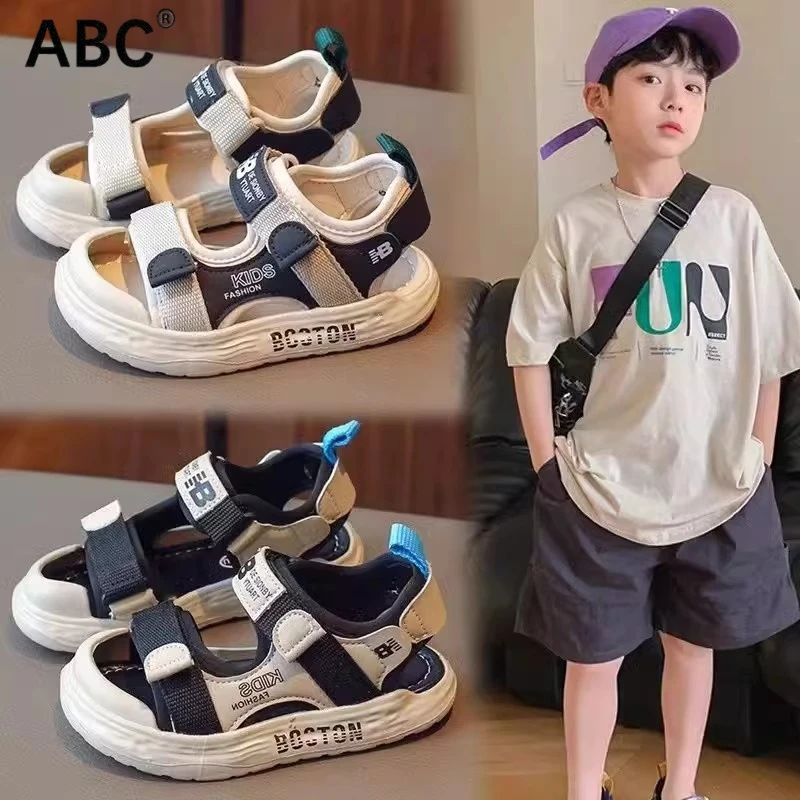 ABC男童凉鞋夏款2025新款儿童鞋子沙滩鞋中大童防滑男孩包头运动