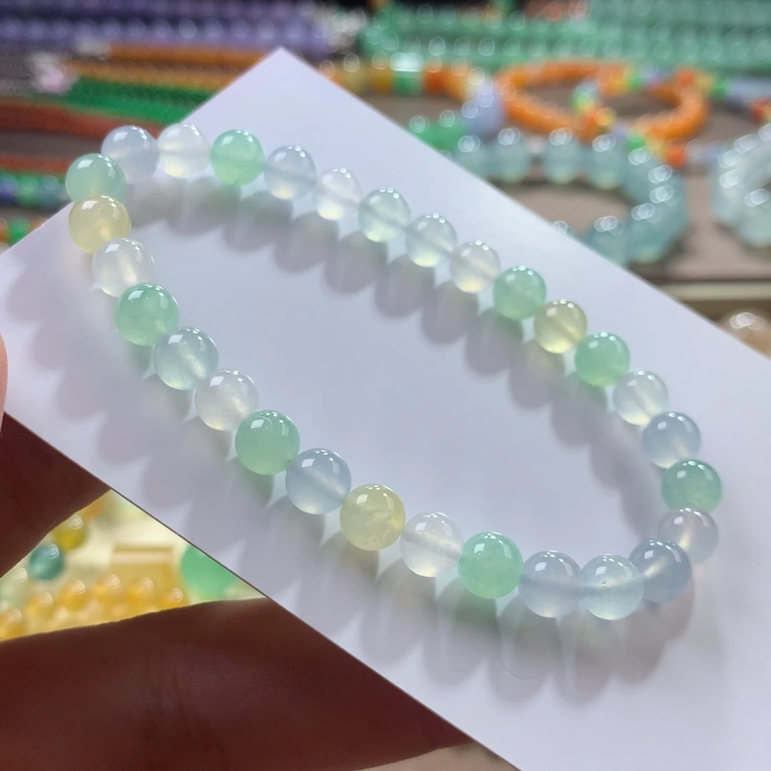 未镶嵌手链翡翠翡翠冰胶底玛卡龙卡6+