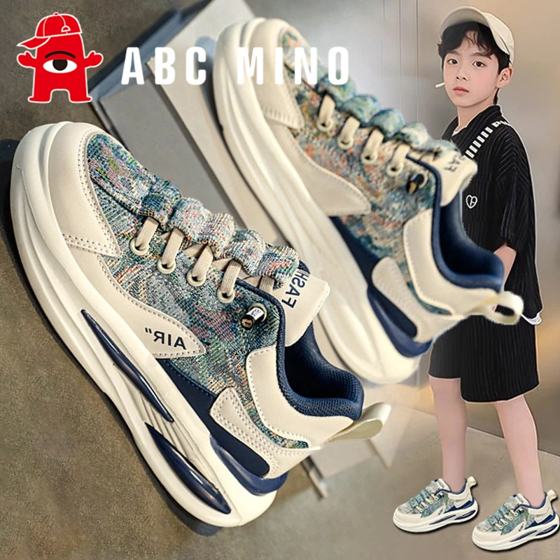 ABC MINO童鞋男童2025春秋学生软底运动鞋儿童帆布鞋男孩板鞋休闲