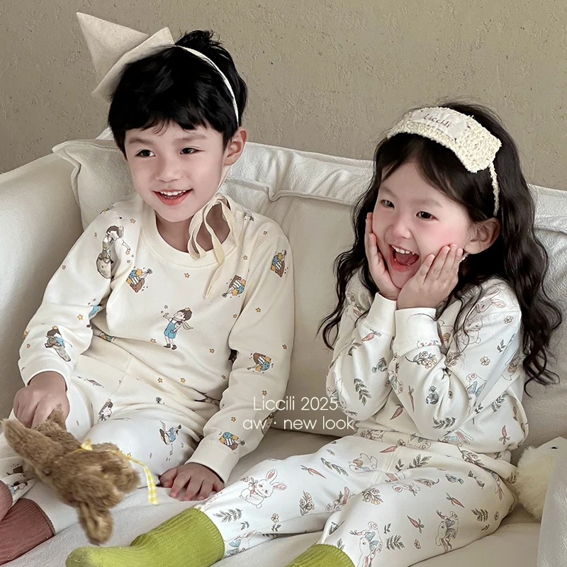 儿童秋衣秋裤套装男童女童秋冬保暖内衣打底家居服舒绒棉无骨睡衣