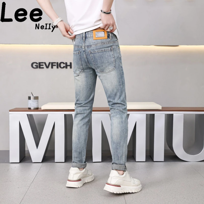 LeeNelly-正品潮牌高端牛仔裤男士秋季新款浅蓝爆款修身裤子男款