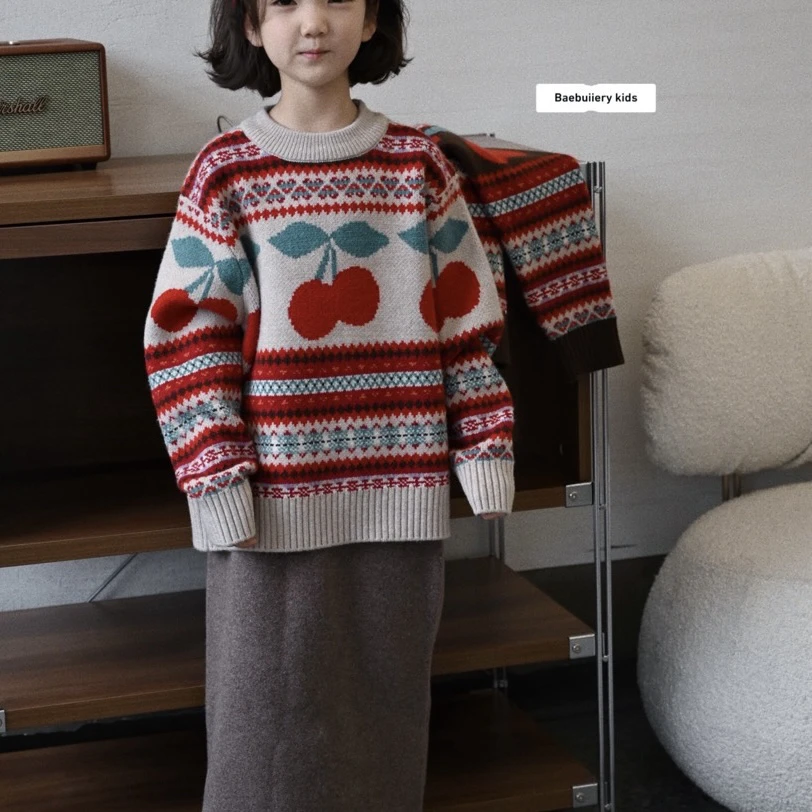 9285儿童民族风混纺针织毛衣