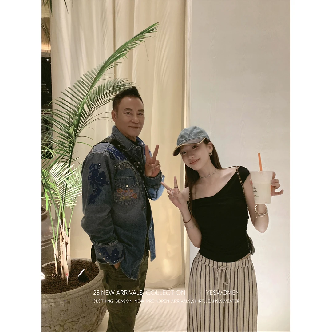 YESWOMEN【DA】氧气方程式·不规则斜肩上衣条纹阔腿裤 XYF7354C2101